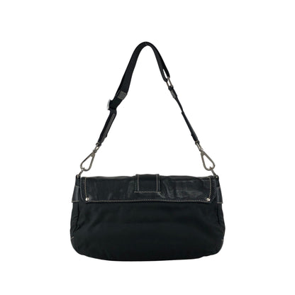 PRADA Tessuto Triangle Logo Front Buckle Shoulder bag Black Vintage dgr7v8