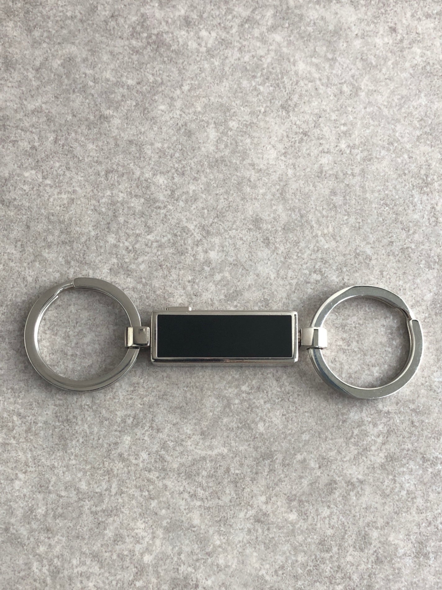 PRADA Logo Motif Key Ring Silver×Black Vintage zupz35