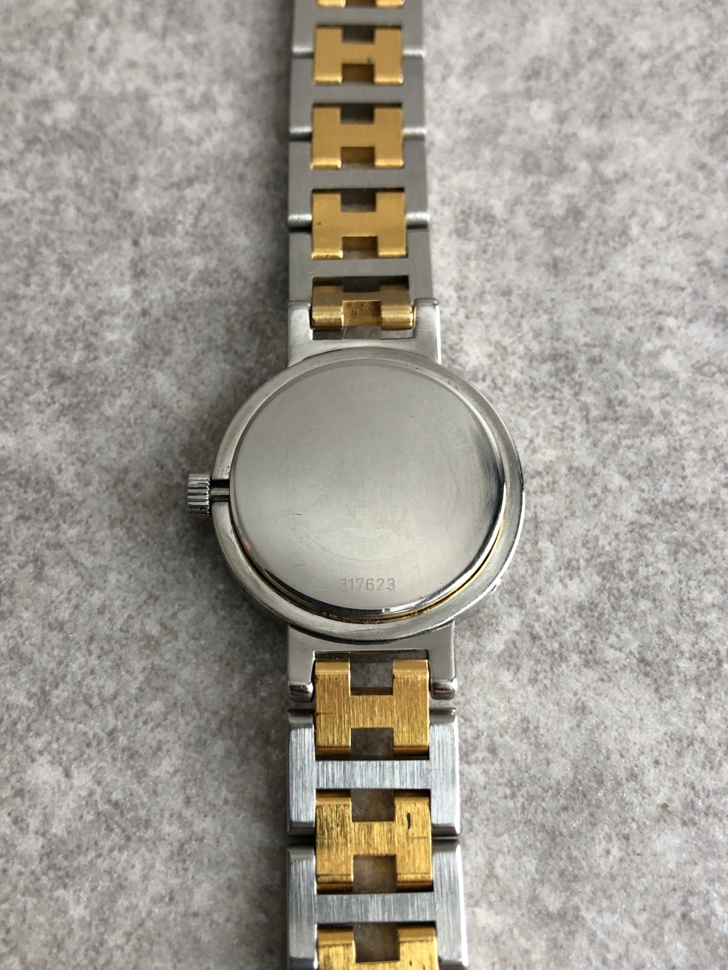 HERMES Quartz Watch Gold×Silver 317623 Vintage aai6x8