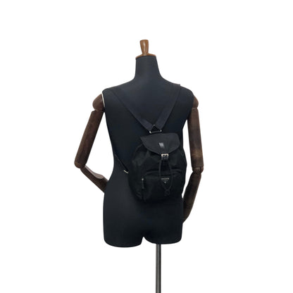 PRADA Tessuto Triangle Logo Front Buckle Backpack Black Vintage 8gfpuf