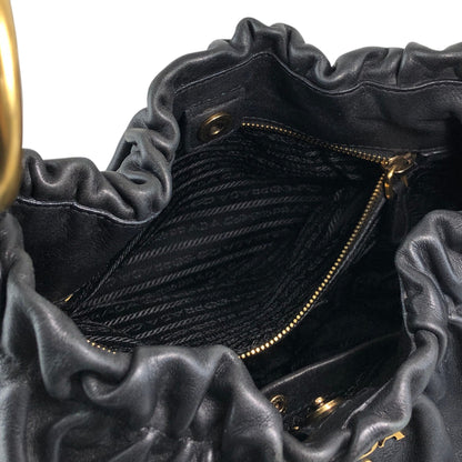 PRADA Logo Shoulder bag Black Vintage wyb28y