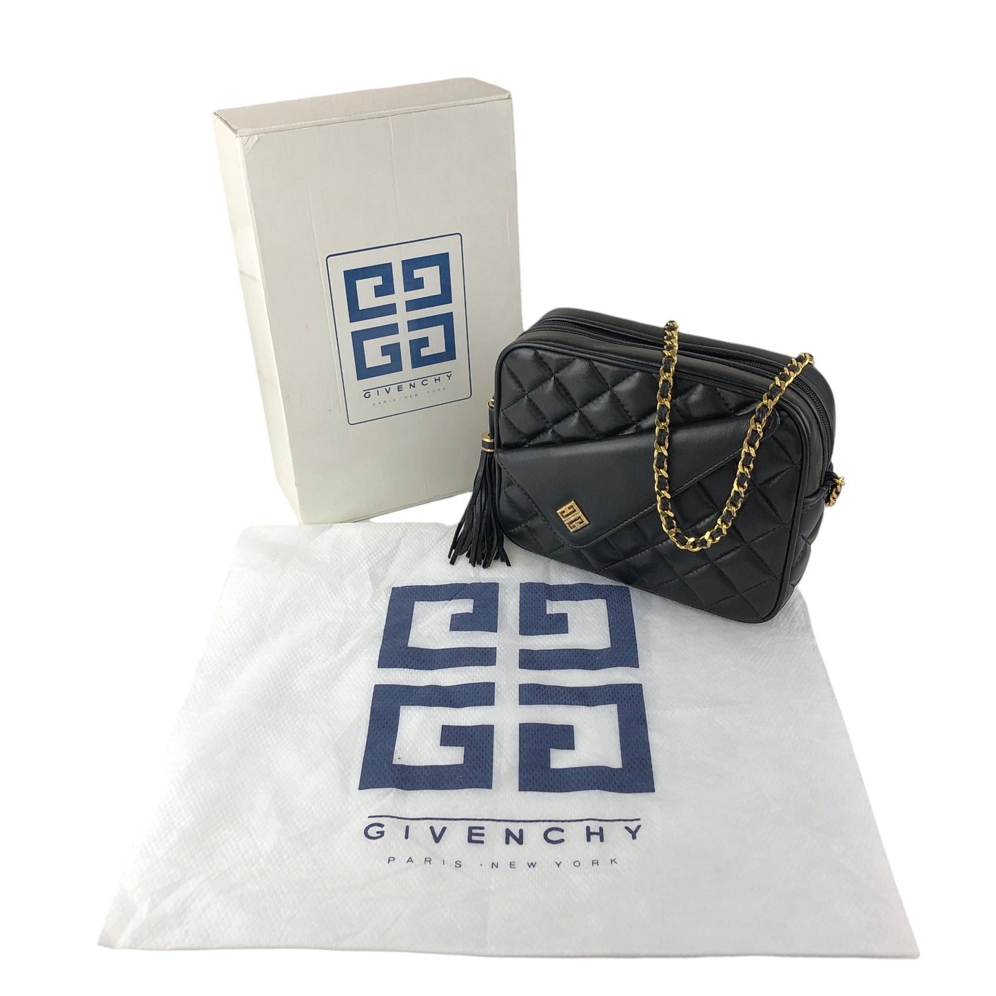 GIVENCHY Logo Chain Shoulder bag Black Vintage nrau2r