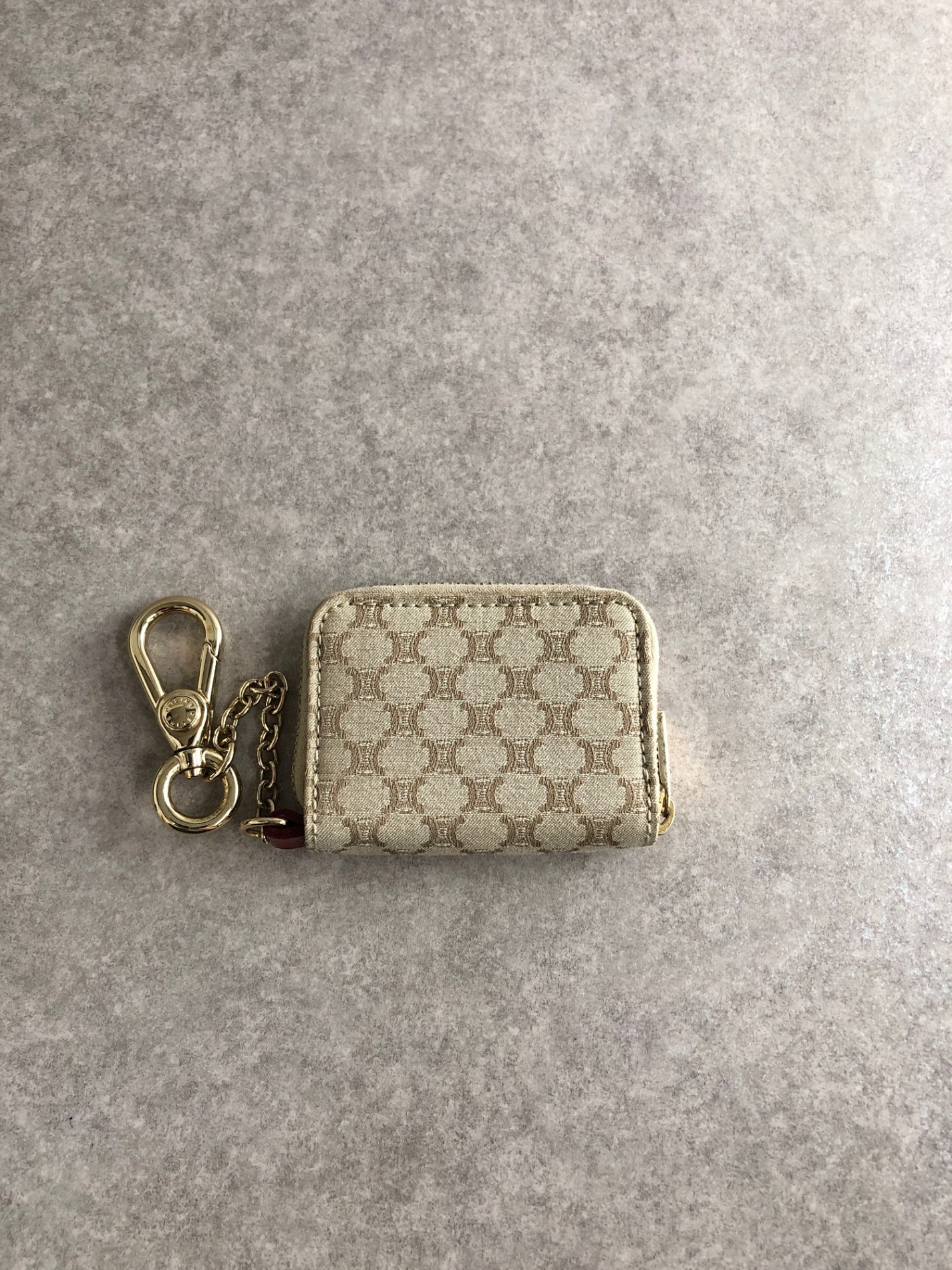 CELINE Triomphe Blason Coin Purse Beige Vintage nrkpks
