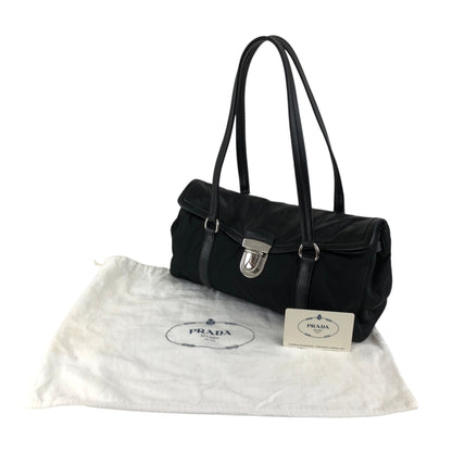 PRADA Push lock Handbag Black Vintage pesttr