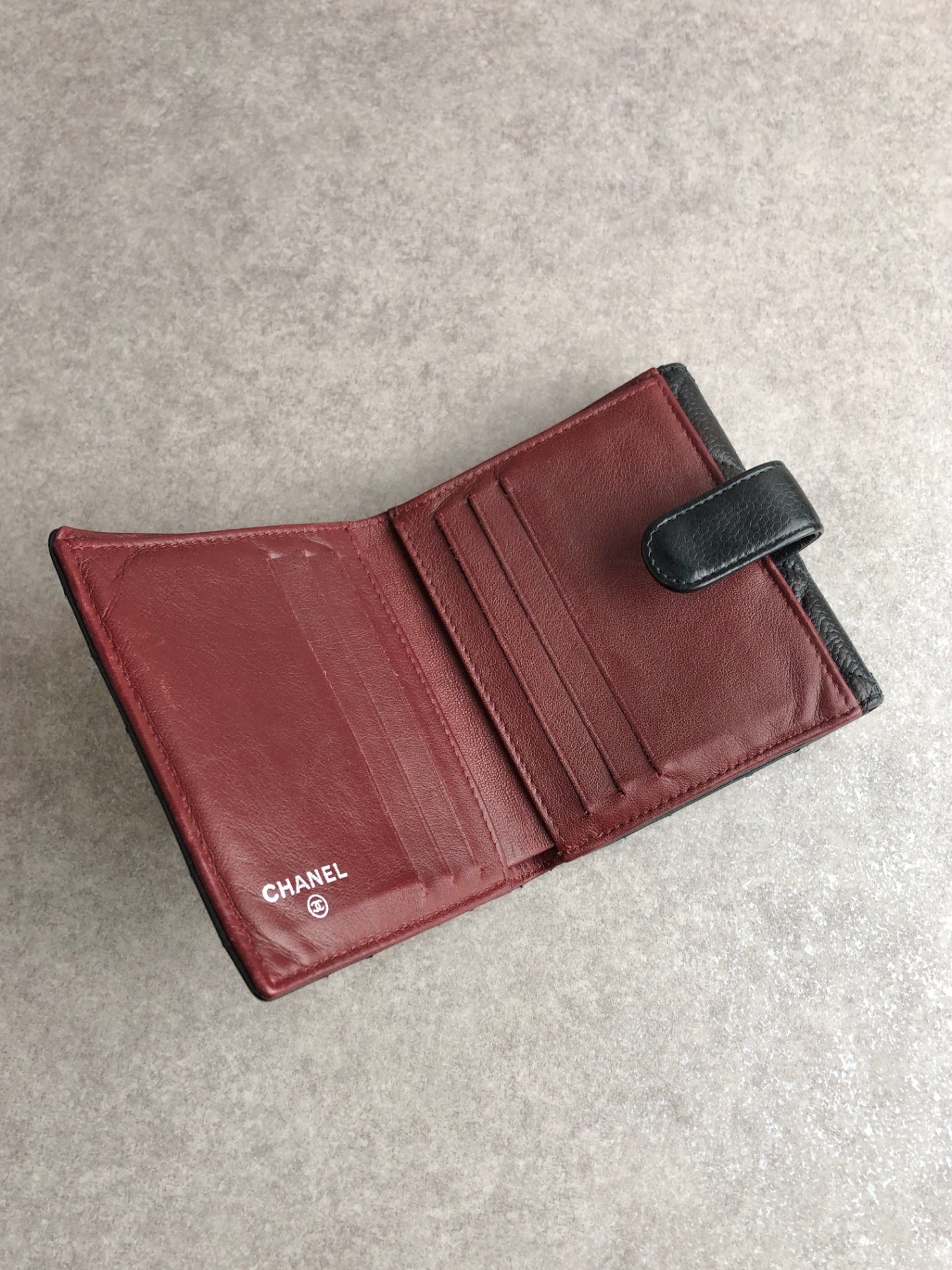 CHANEL Coco Mark Folded Wallet Black Vintage f4xrcc