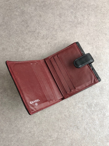 CHANEL Coco Mark Folded Wallet Black Vintage f4xrcc
