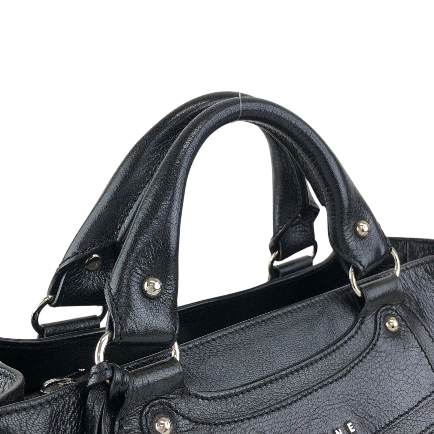 CELINE Horse Carriage Handbag Black Vintage ye36tf