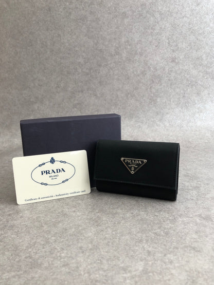 PRADA Tessuto Triangle Logo Key Case Black M222 Vintage i6mts6
