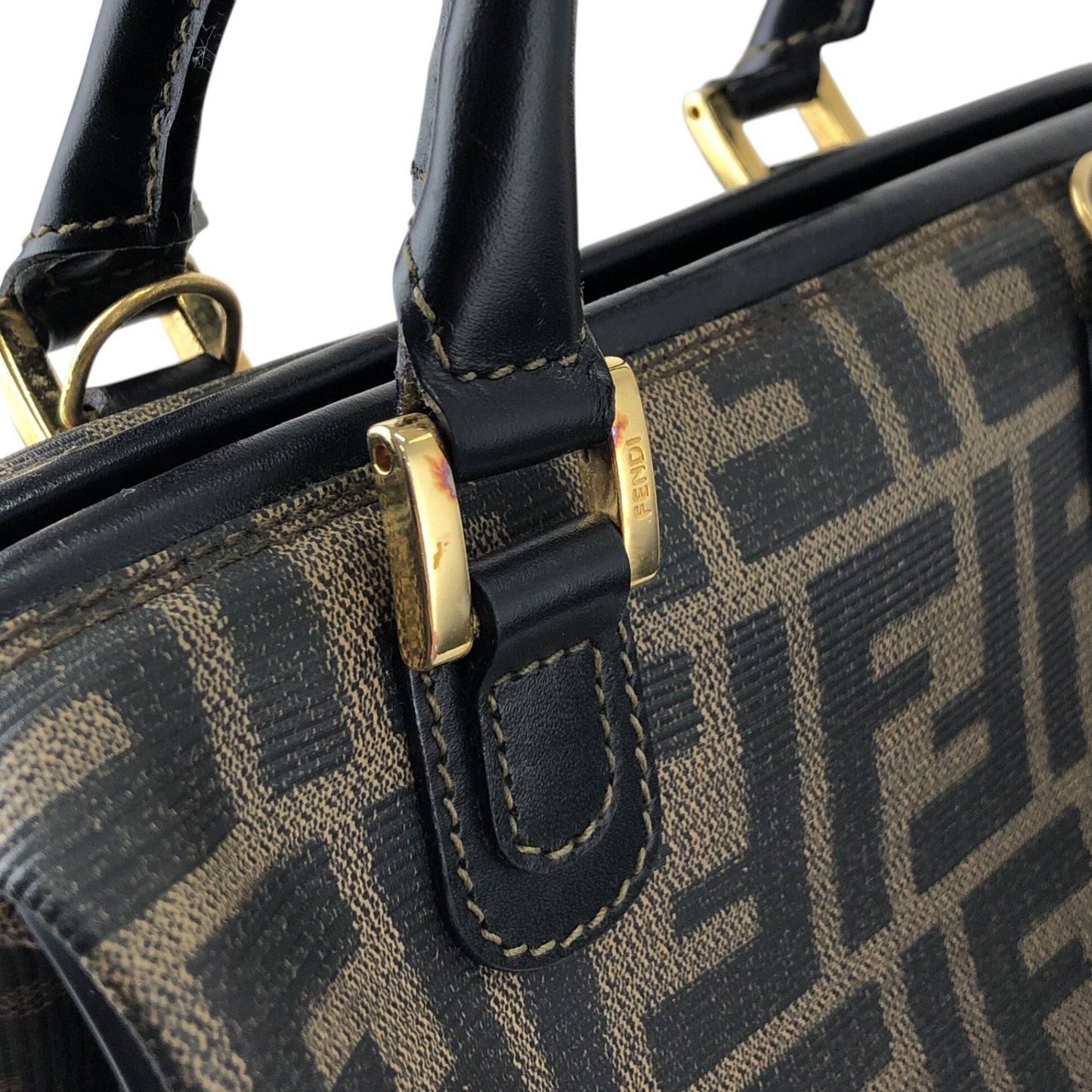 FENDI Zucca Two-way Small Boston bag Shoulder bag Brown Vintage sfanas