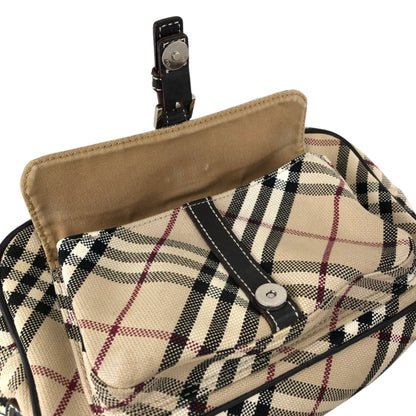 BURBERRY Check Front Buckle Shoulder bag Beige Vintage v45pfb