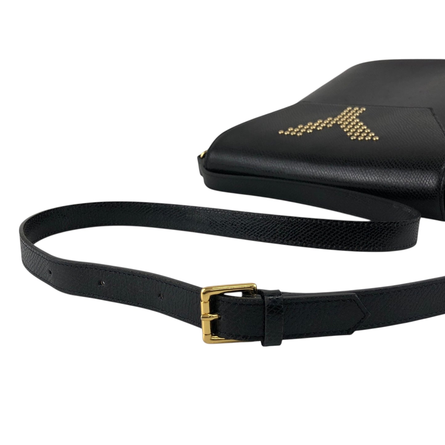 Yves Saint Laurent Logo Stitch Shoulder bag Black Vintage umrsfj