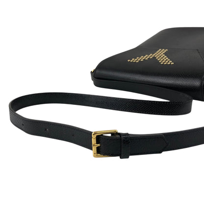 Yves Saint Laurent Logo Stitch Shoulder bag Black Vintage umrsfj