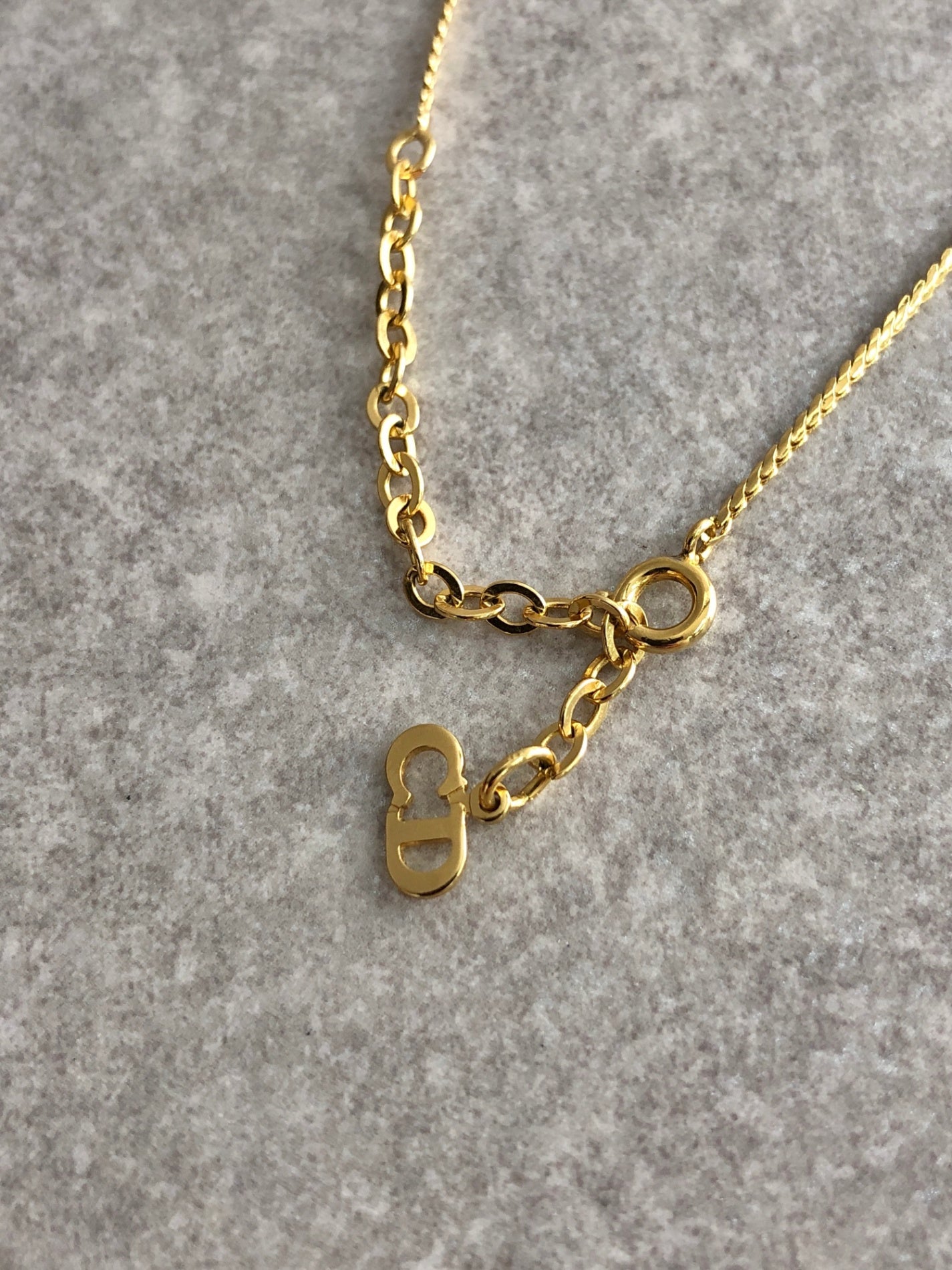 Christian Dior Logo Rhinestone Necklace Gold Vintage a2c73c
