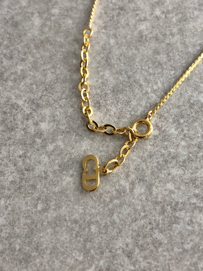 Christian Dior Logo Rhinestone Necklace Gold Vintage a2c73c