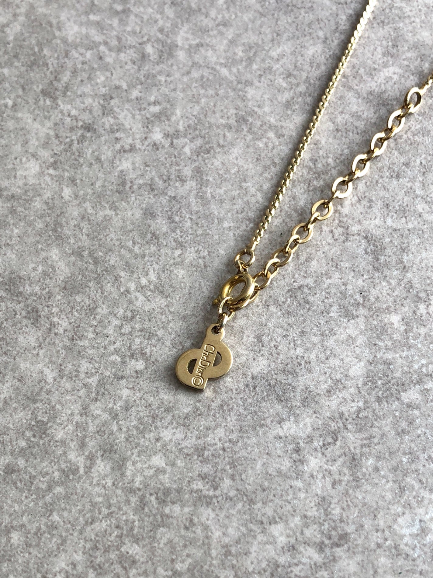 Christian Dior CD Logo Necklace Gold Vintage 2dmcuz