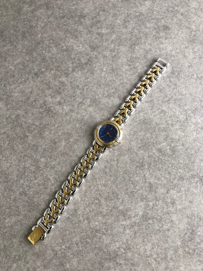 Yves Saint Laurent YSL Logo Quartz Watch Silver×Black 700154 Vintage nmcbrg