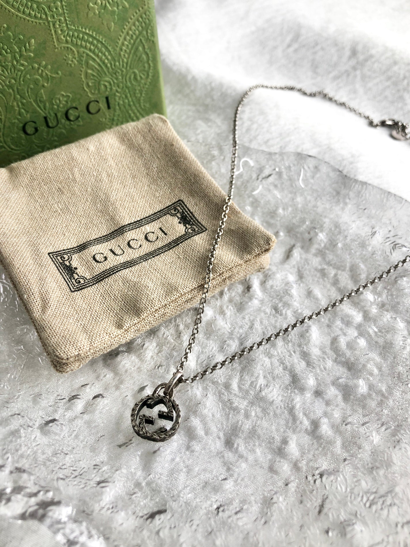 GUCCI Interlocking Necklace Silver Vintage zpfi68