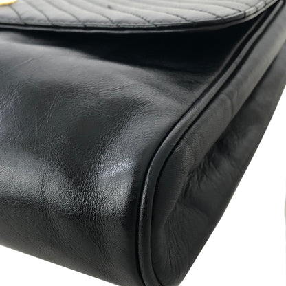 CELINE Triomphe 斜紋鏈條皮革斜背包 黑色 復古 27fj2y 