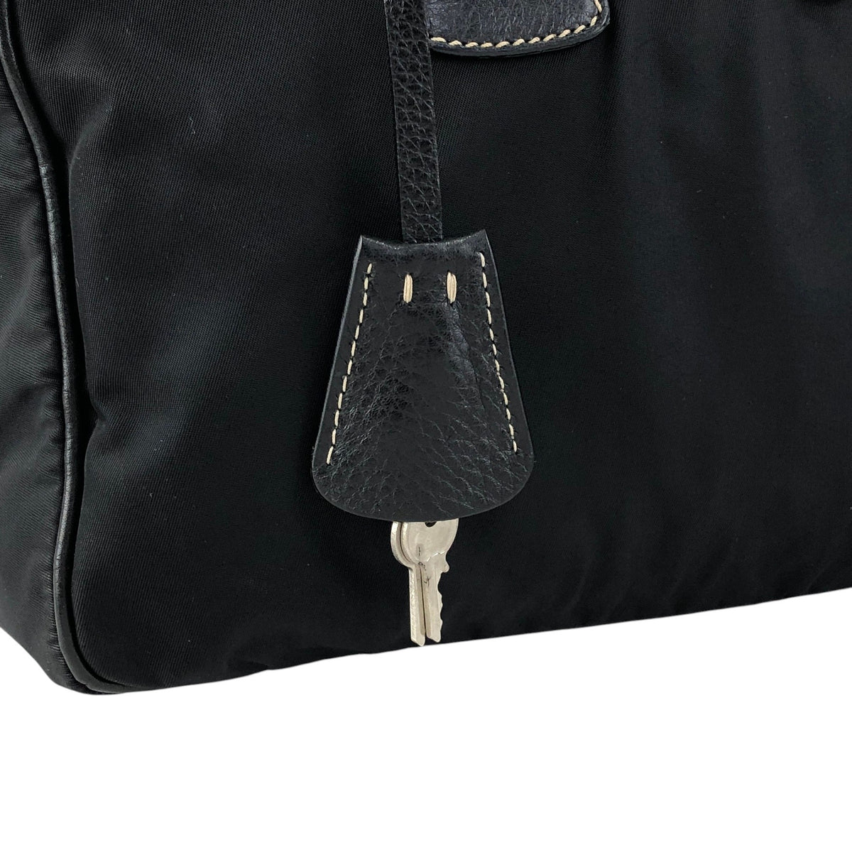 PRADA Logo Boston bag Totebag Black Vintage b57rj5