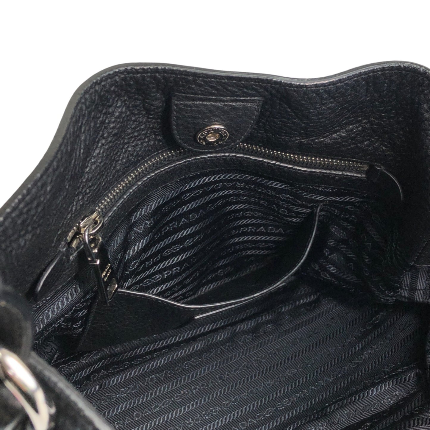 PRADA Triangle Logo Side Pocket Shoulder bag Black Vintage wr45fx