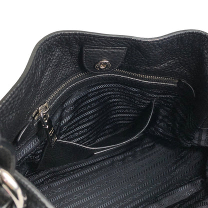 PRADA Triangle Logo Side Pocket Shoulder bag Black Vintage wr45fx