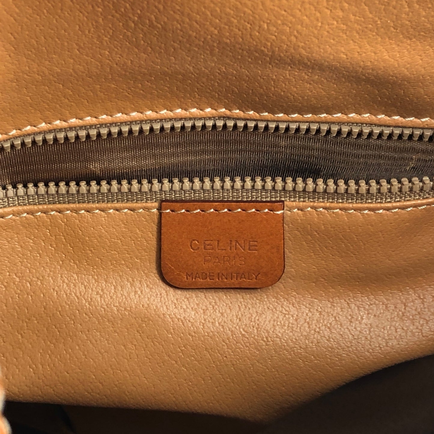 CELINE Macadam Blason Drawstring Shoulder bag Beige Vintage xyjee7
