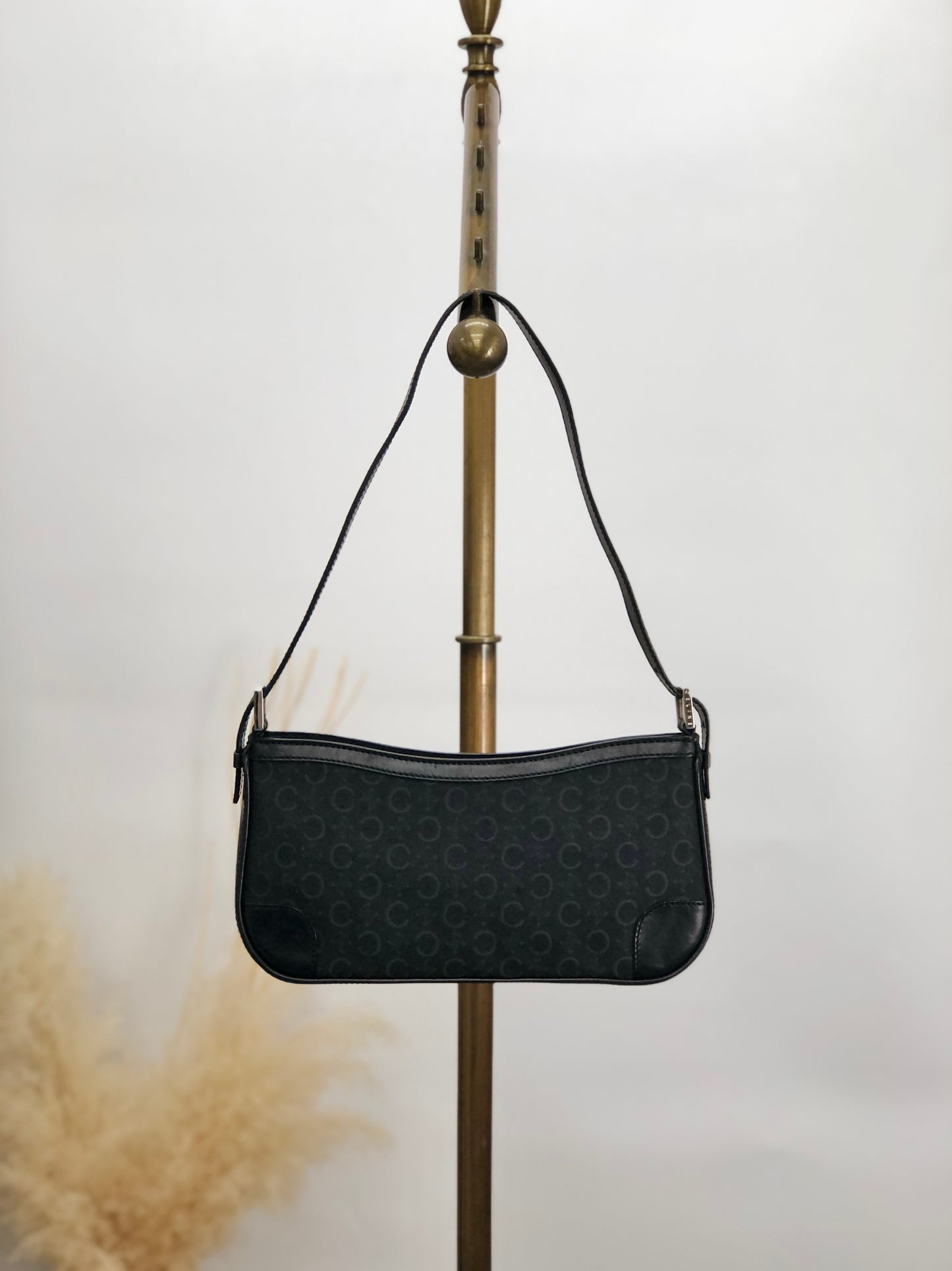 CELINE Macadam Shoulder bag Hobobag Black Vintage ddgif4