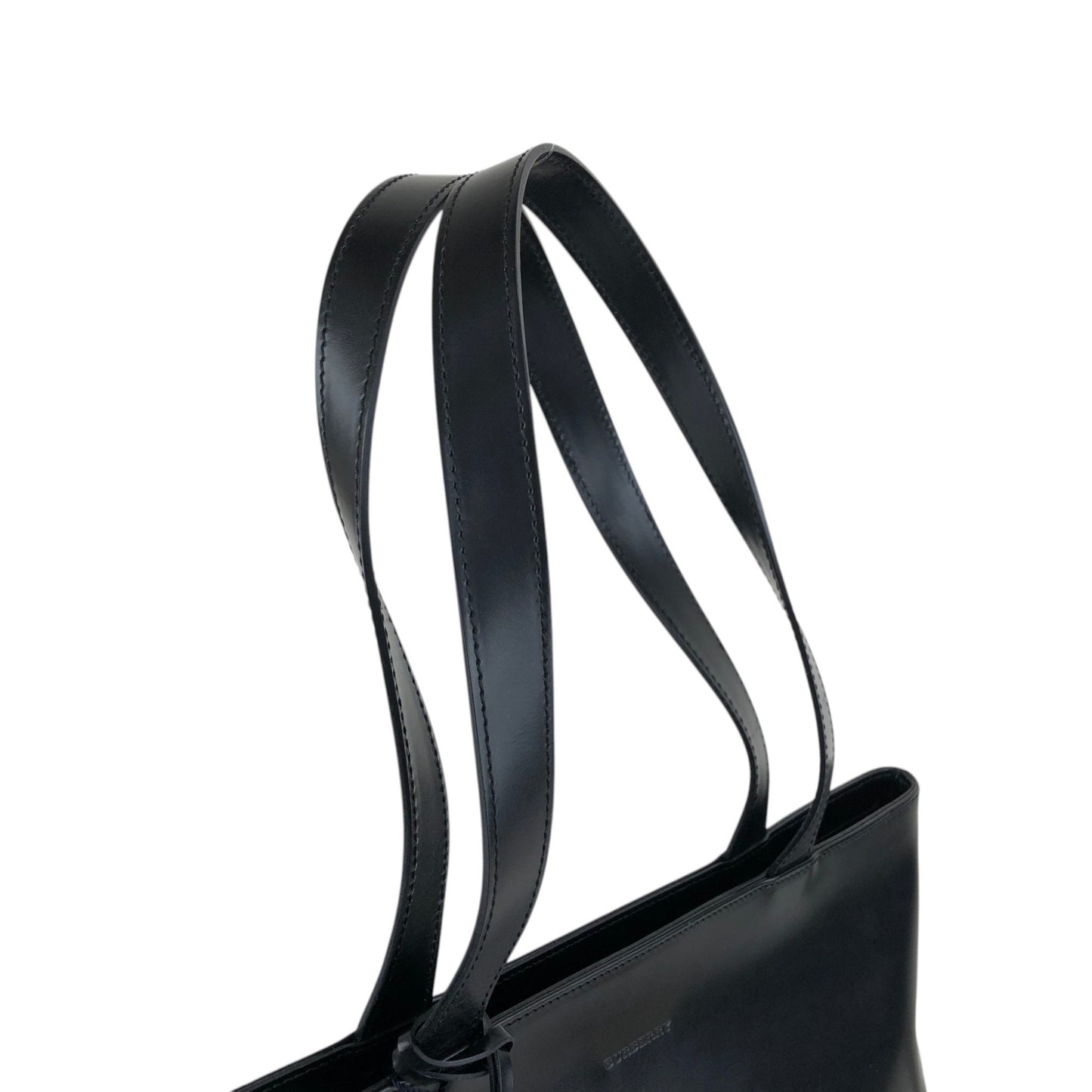 BURBERRY Logo Embossed Handbag Totebag Black Vintage 7vx6m6