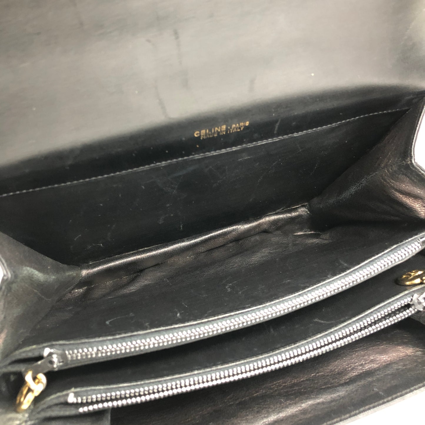 CELINE Horse Carriage Shoulder bag Black Vintage tinnie