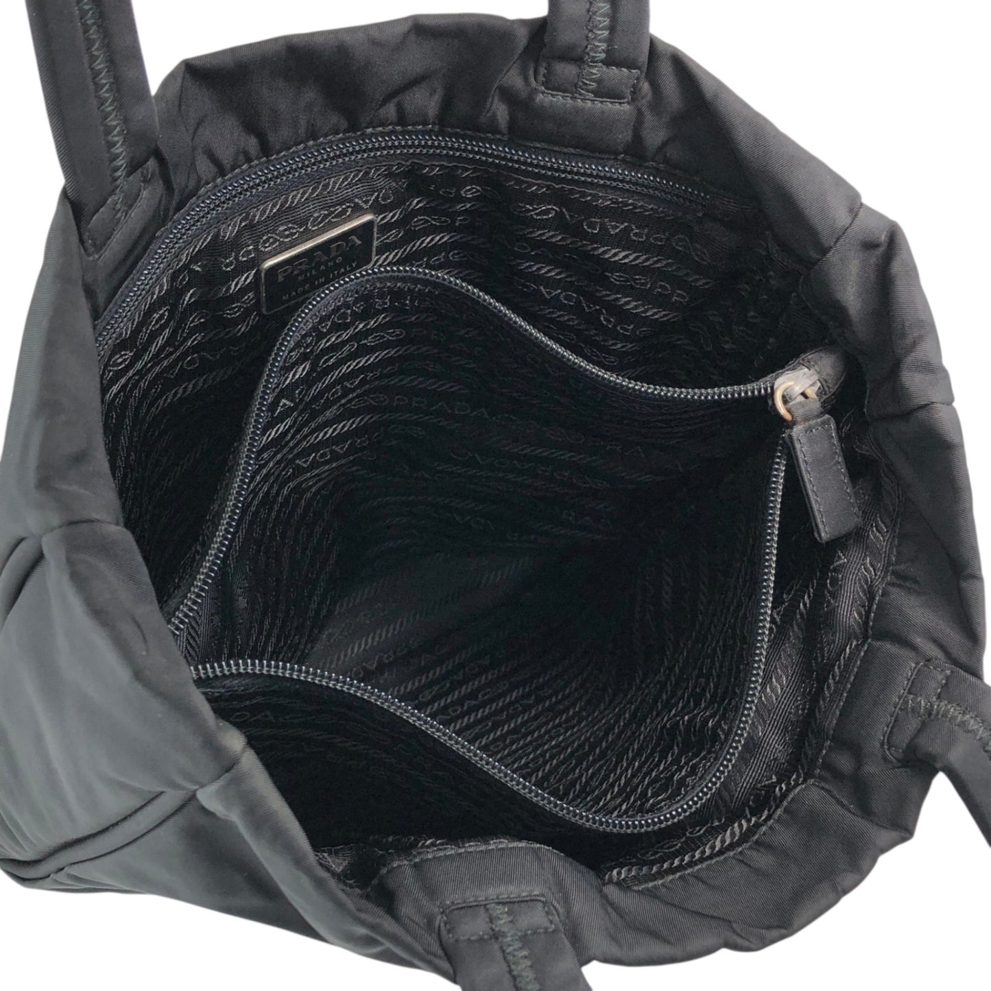 PRADA Tessuto Triangle Logo Handbag Totebag Black Vintage jsx3zw
