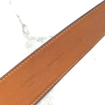 CELINE Horse Bit Chain Leather Belt Black Vintage uytb44