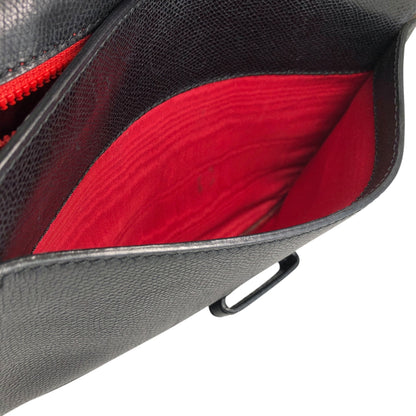 CELINE Logo Embossed Shoulder bag Black Vintage 4r7t24