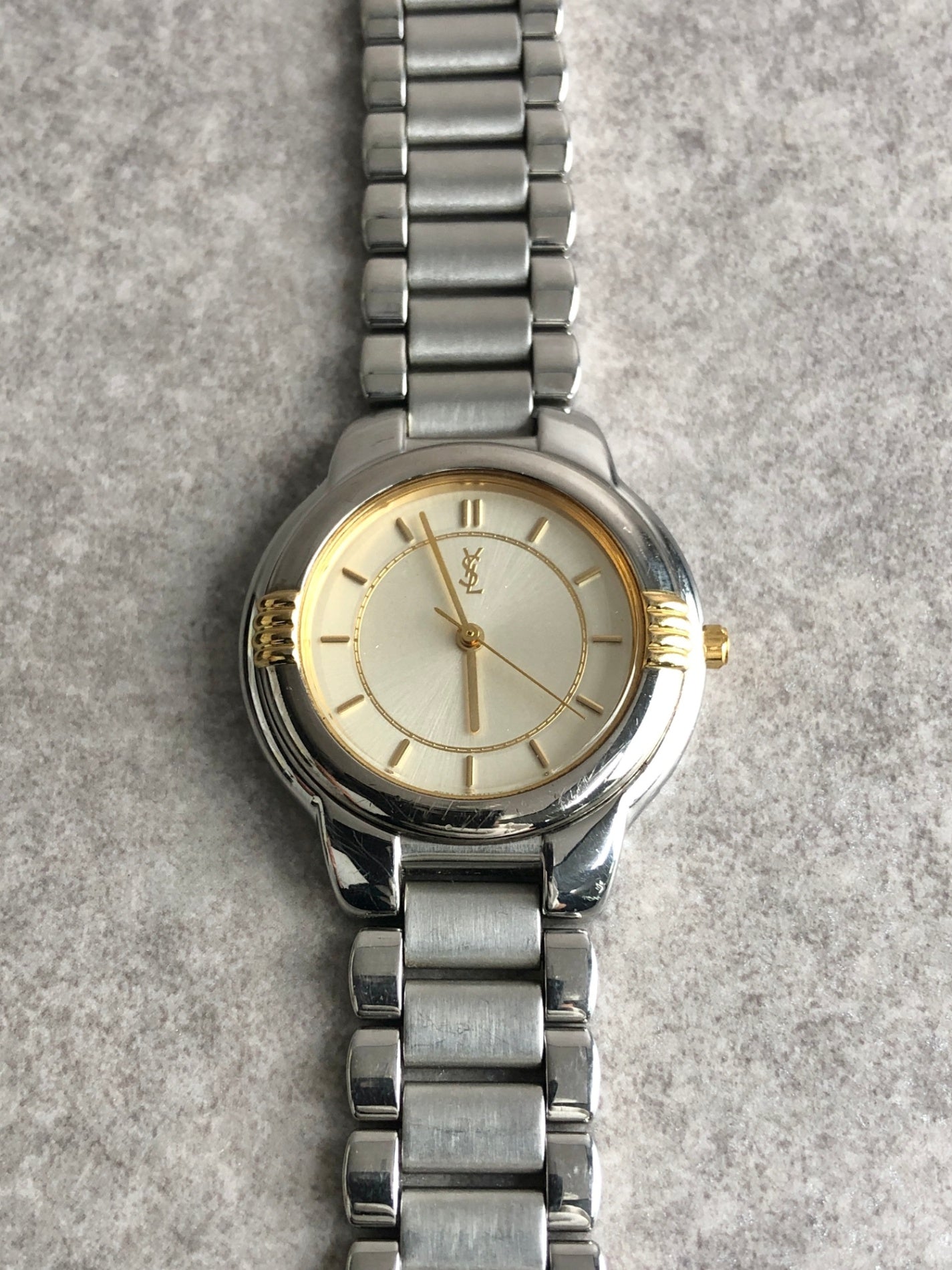 Yves Saint Laurent YSL Logo Watch Silver Vintage c6vtx8