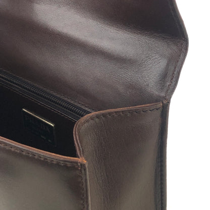 PRADA Metal Closure Leather Two-way Handbag Crossbody Shoulder bag Brown Vintage jejvki