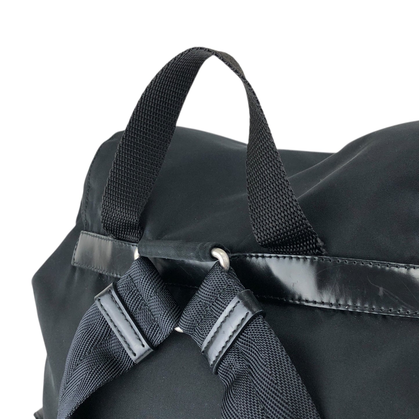 PRADA Tessuto Triangle Logo Double Pocket  Backpack Black Vintage 3pvjac