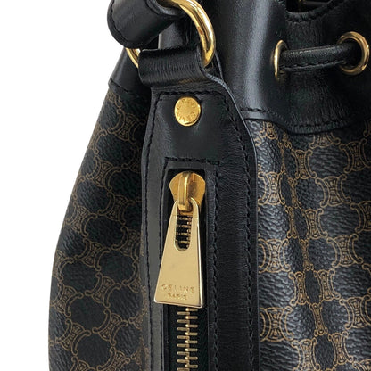 CELINE Macadam Blason Drawstring Shoulder bag Black Vintage ruunby