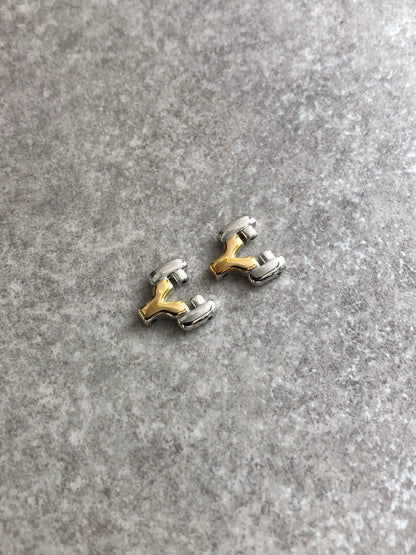 Yves Saint Laurent YSL Logo Watch Gold×Silver 5430-F43089 Vintage vvmgf8