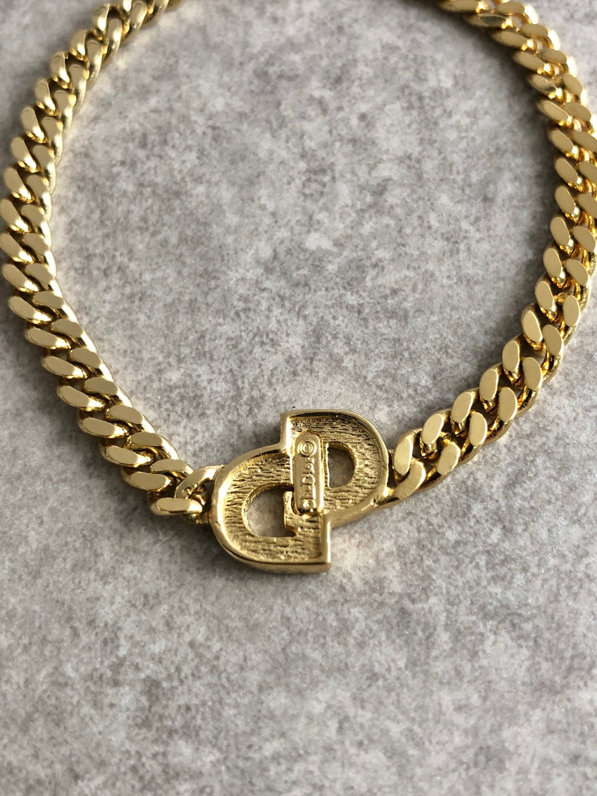 Christian Dior CD Logo Rhinestone Bracelet Gold Vintage z765k8