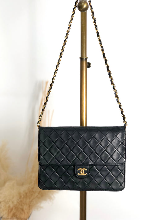 CHANEL Matelasse Coco Mark Chain Shoulder bag Black Vintage bx28zt