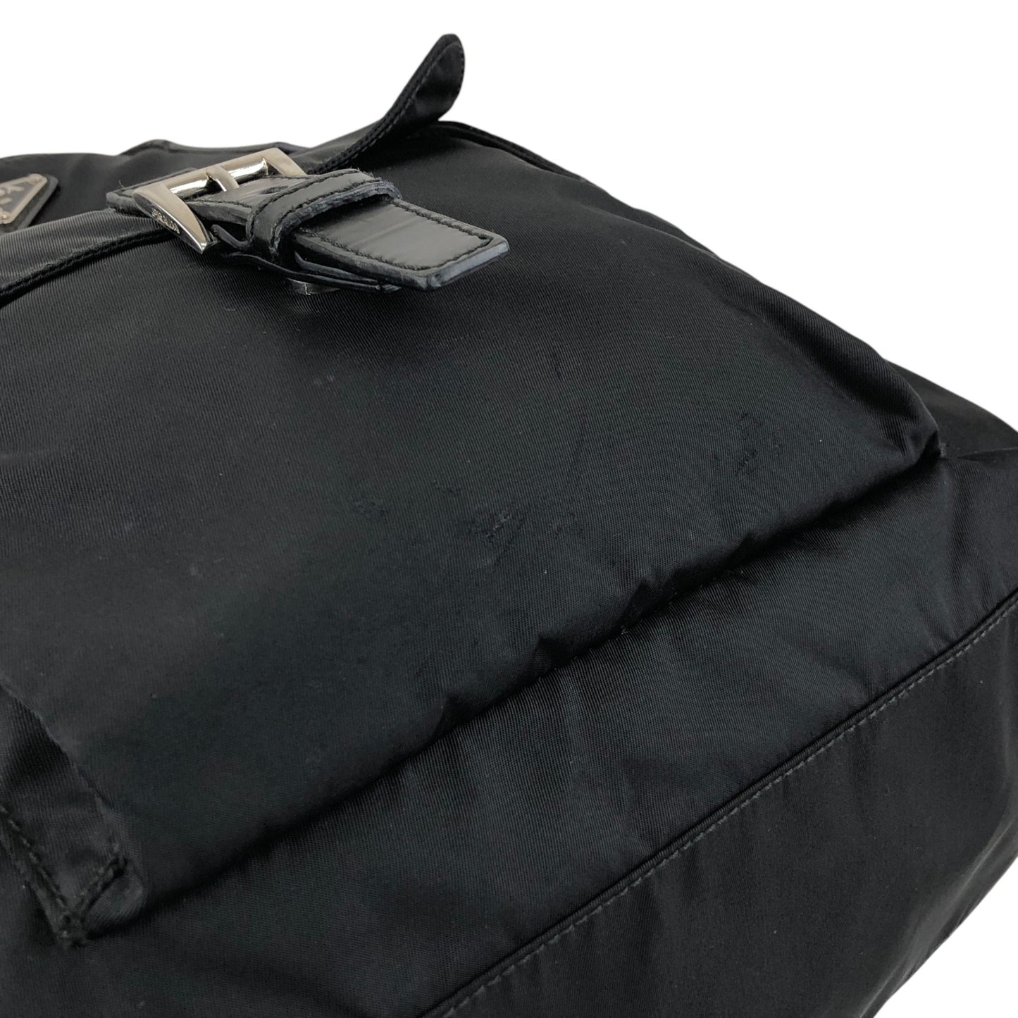 PRADA Tessuto Triangle Logo Front Pocket Two-way Handbag Shoulder bag Black Vintage kuap33