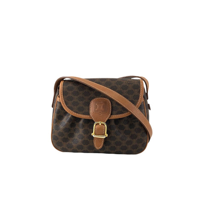 CELINE Macadam Blason Front Buckle Shoulder bag Brown Vintage 8vwf72