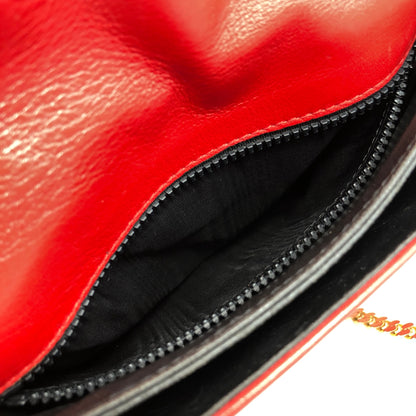 CELINE Triomphe Stitch Chain Shoulder bag Red Vintage 2vaduu