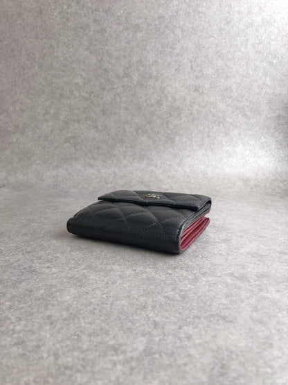 CHANEL Coco Mark Folded Wallet Black Vintage f4xrcc
