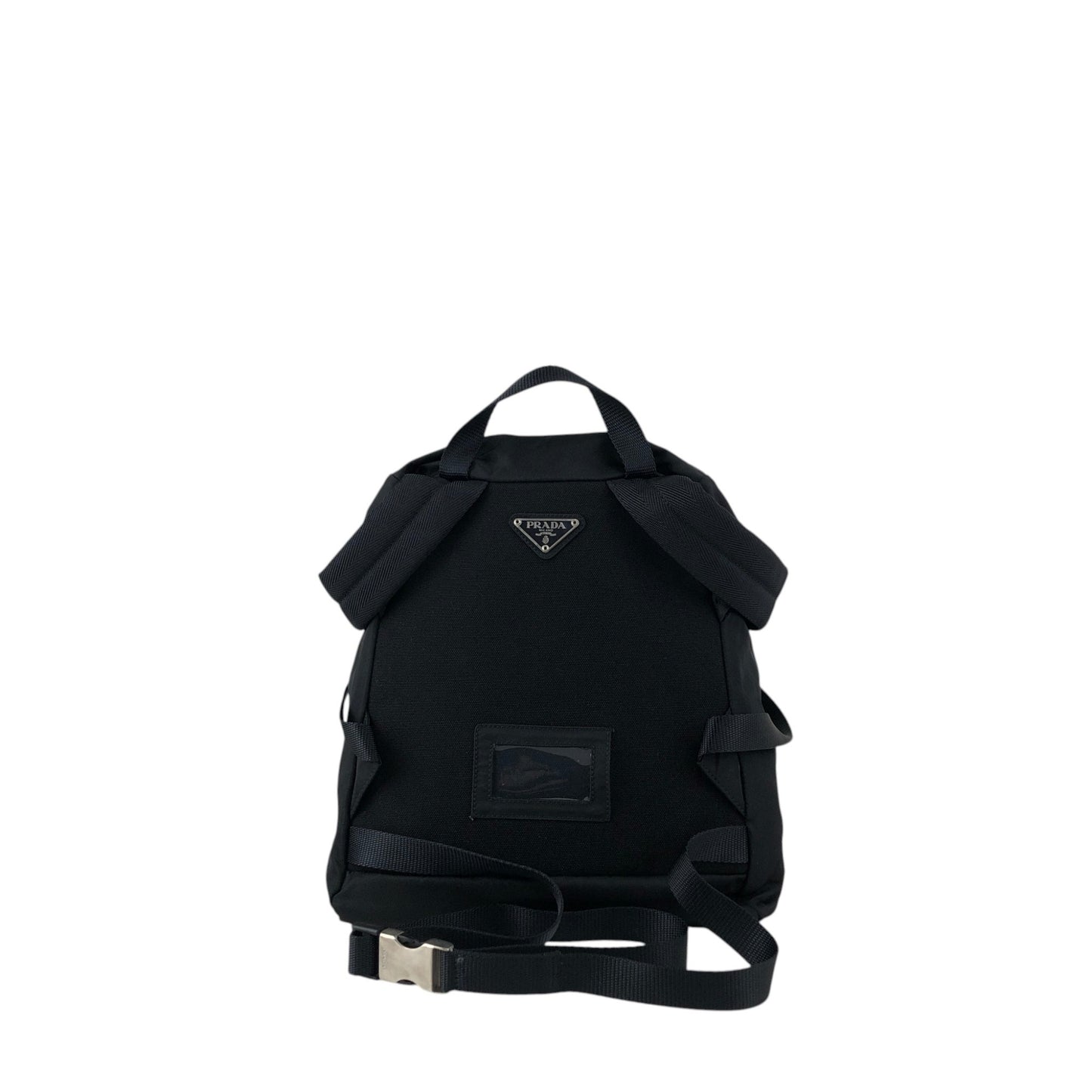 PRADA Tessuto Triangle Logo Front Buckle Backpack Black Vintage ynp78c
