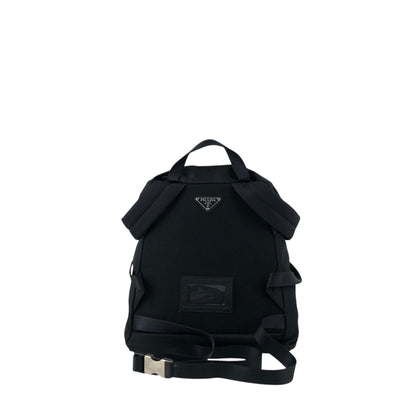 PRADA Tessuto Triangle Logo Front Buckle Backpack Black Vintage ynp78c