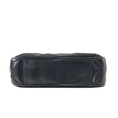 PRADA Triangle Logo Nylon Leather Shoulder bag Hobobag Black Vintage na2ut2