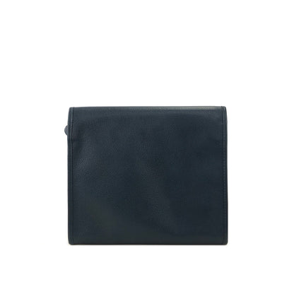 Yves Saint Laurent YSL Logo Leather Shoulder bag Navy Vintage 26gkij