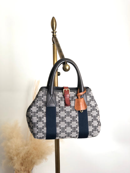 CELINE Blason Handbag Gray Vintage zrgr2s