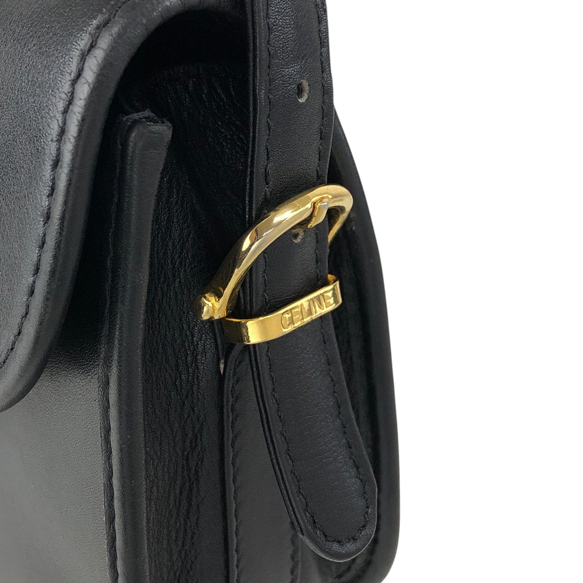 CELINE Gancini Shoulder bag Black Vintage dcwmsj