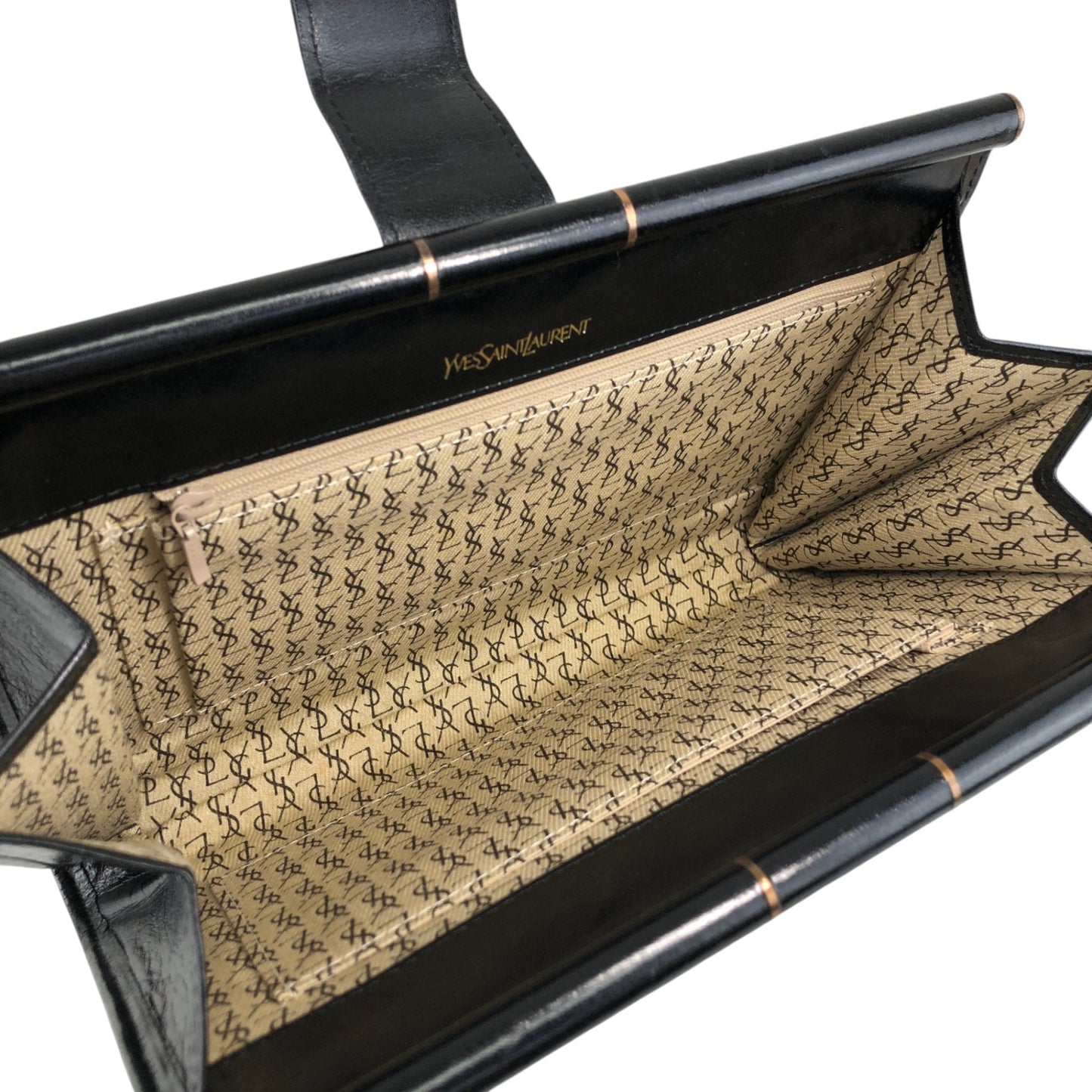 Yves Saint Laurent YSL Logo Bias Stitch Clutch bag Black Vintage nx3mxp